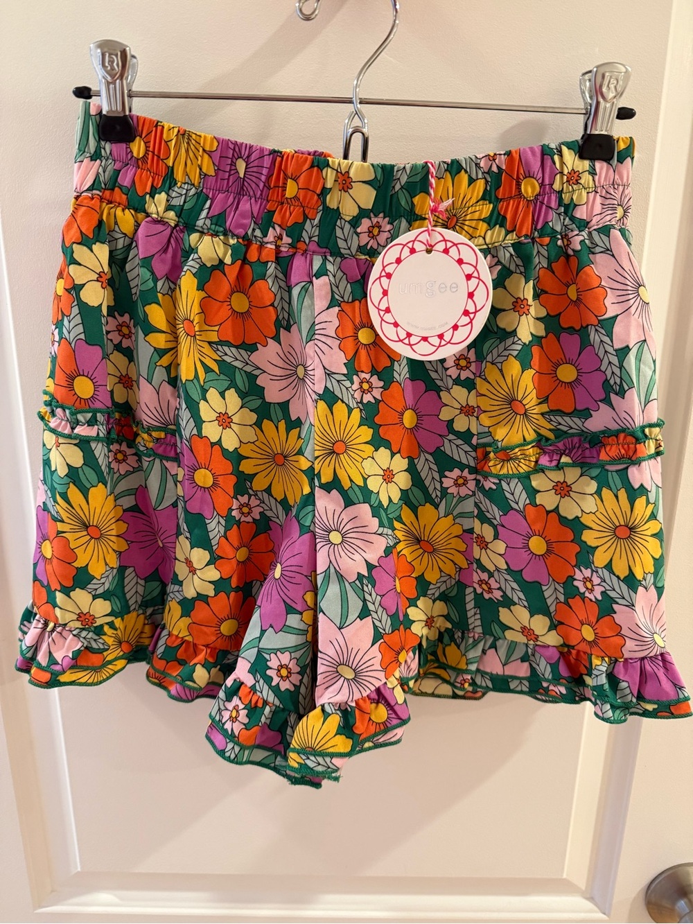 Floral Ruffle Shorts - Green, Yellow, Pink, Orange